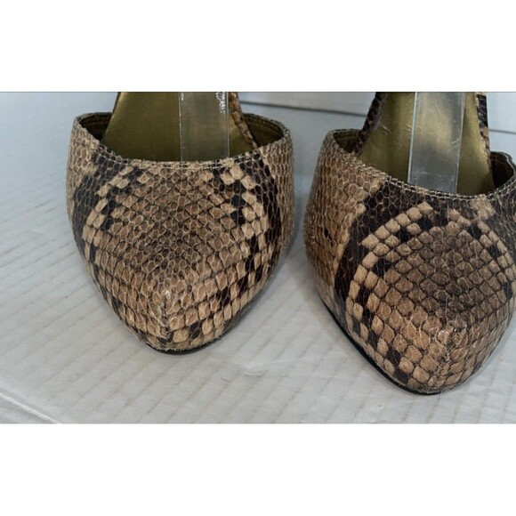 Nine West Heels Women’s Size 11 Faux Snakeskin Dress Pointed Toe Ankle Strap - Picture 3 of 12